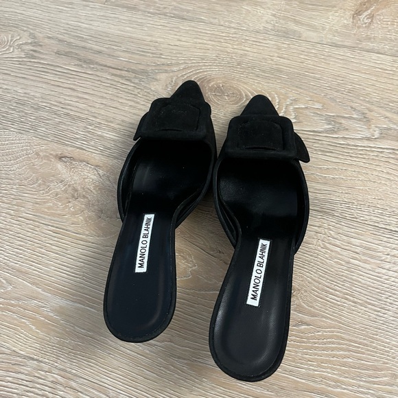 MANOLO BLAHNIK
Black Maysale 50 Suede Leather Mules - Picture 3 of 6